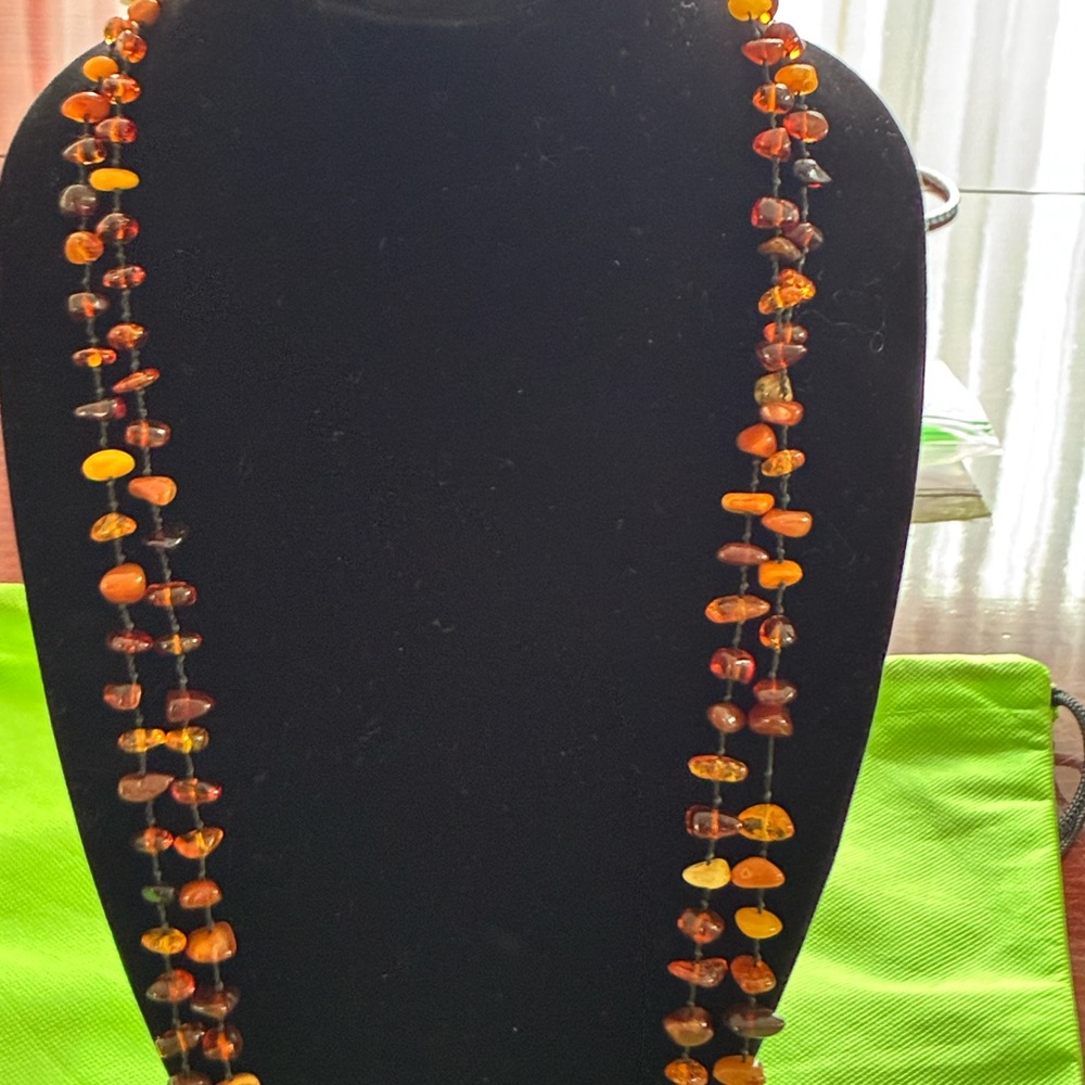 Natural Amber Chip Necklace in Honey and Cognac Tones